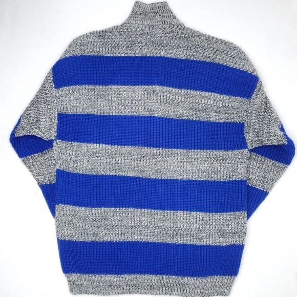 St John's Bay Striped Button Up Sweater Mens Blue Gray Knit Pullover - Picture 2 of 6